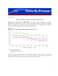 Pobreza en Bolivia disminuyó en 21 puntos porcentuales Santa
