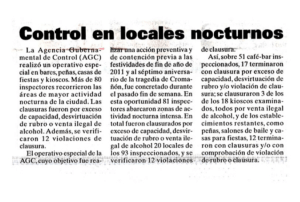 Control en locales nocturnos - Agencia Gubernamental de Control
