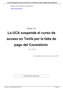La UCA suspende el curso de acceso en Tarifa por la falta de pago