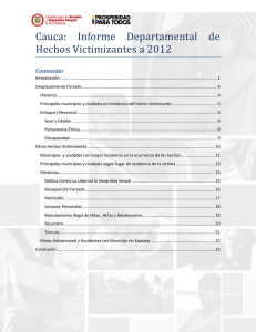 Cauca: Informe Departamental de Hechos Victimizantes a 2012