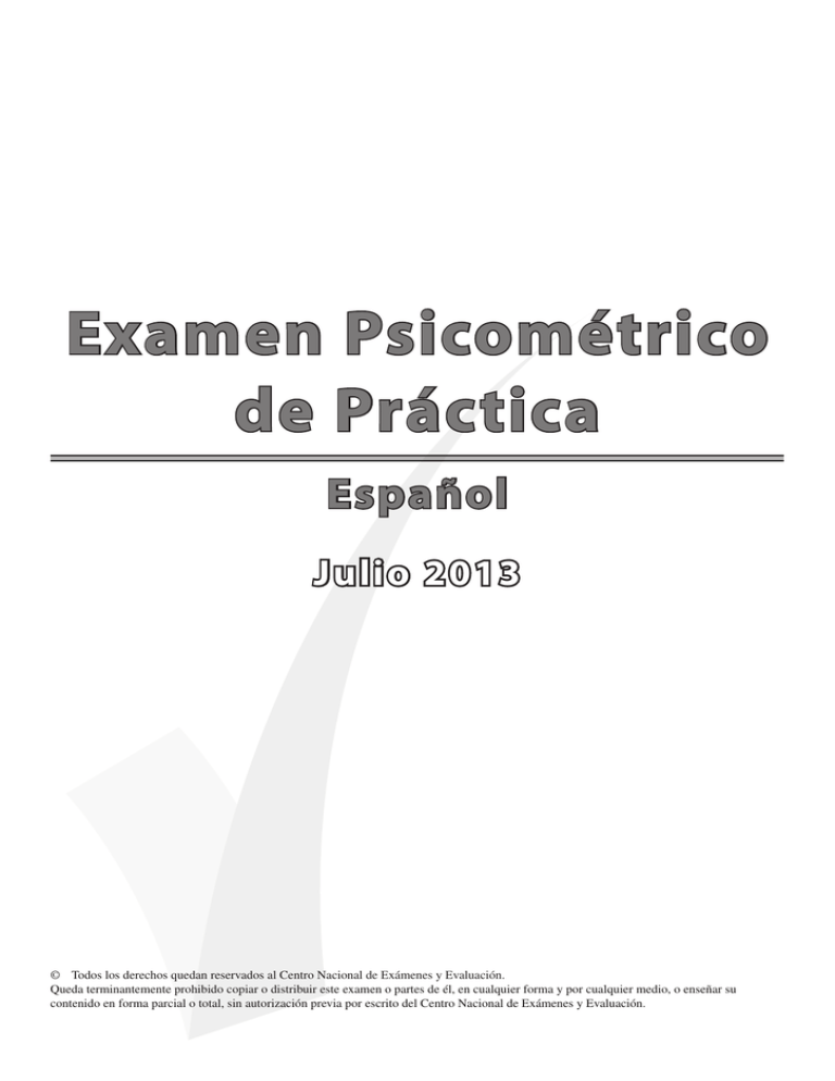 Examen Psicométrico De Práctica