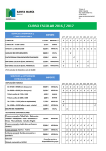 Comunicación precios curso 2016 2017 con cuadro adjunto