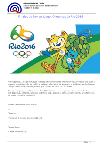 Finales de hoy en Juegos Olímpicos de Río-2016