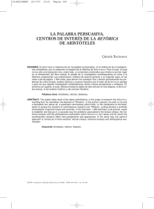 La palabra persuasiva. Centro de interés de la Retórica de Aristóteles