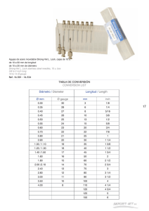 TABLA DE CONVERSIÓN CONVERSION LIST Diámetro / Diameter