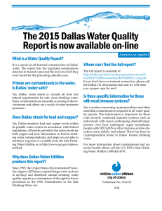 The 2015 Dallas Water Quality Report is now