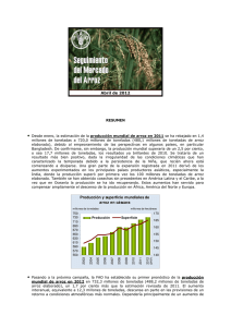 Abril de 2012 Producción y superficie mundiales de arroz en cáscara