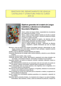 Objetivos generales de la materia de Lengua Castellana y Literatura
