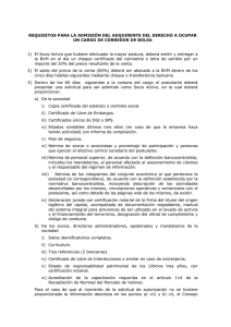 Requisitos para la admisión del adquirente del derecho a ocupar un