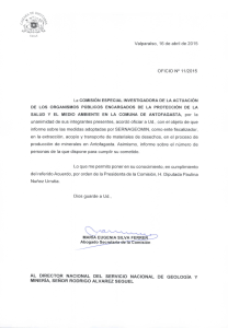 Valparaíso, 16 de abril de 2015 OFICIO N° 11/2015 unanimidad de
