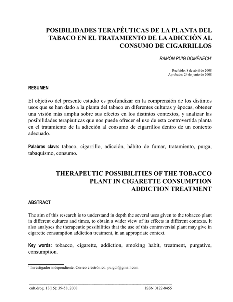 Posibilidades Terap Uticas De La Planta Del Tabaco En El Tratamiento