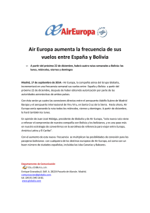 Air Europa aumenta la frecuencia de sus vuelos entre España y