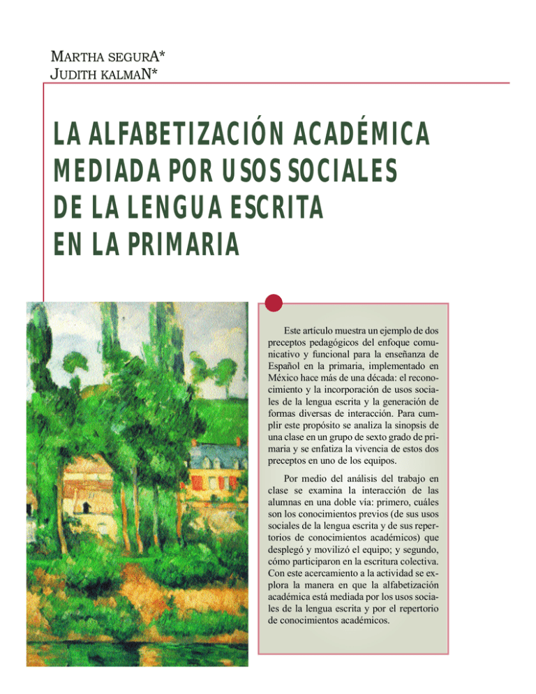 La Alfabetización Académica Mediada Por Usos