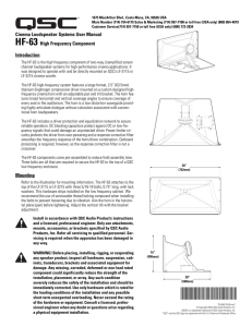 HF-63 Loudspeaker User Manual