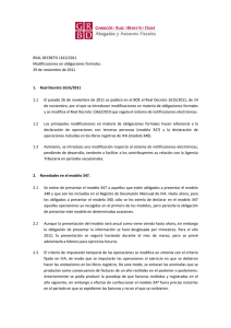 REAL DECRETO 1615/2011 Modificaciones en obligaciones