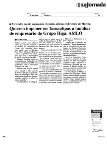 Quieren imponer en Tamaulipas a familiar de empresario de