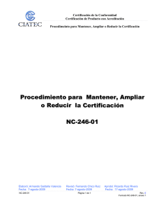 NC-246-01 Mantener, Ampliar o Reducir la Certificación