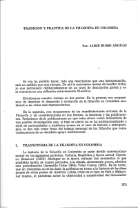 TRADICIÓN Y PRACTICA DE LA FILOSOFIA EN COLOMBIA Por