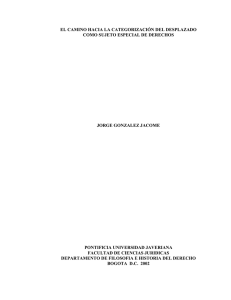 Camino hacia una categorización del desplazado como sujeto