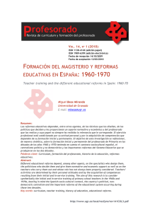 formación del magisterio y reformas educativas en españa: 1960-1970