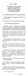 LEY N. 2021 Declarando comprendidos en la ley de amnistía