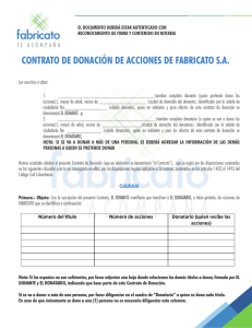 CONTRATO DE DONACIÓN DE ACCIONES DE FABRICATO S.A.