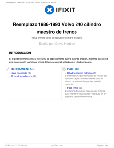 Reemplazo 1986-1993 Volvo 240 cilindro maestro de frenos