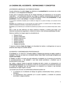 Cadena de Accidentes, Factores de Riesgo y Prevenci&oacute;n Laboral