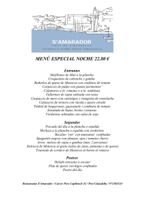 S`Amarador Menú Noche - Restaurantes en Menorca