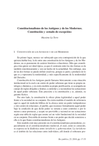 Constitucionalismo de los Antiguos y de los Modernos. Constitución