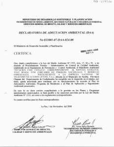 DECLARATORIA DE ADECUACION AMBIENTAL (DAA) No