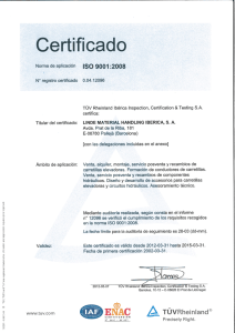 Page 1 Certificado Norma de aplicación ISO 9001:2008 Nº registro
