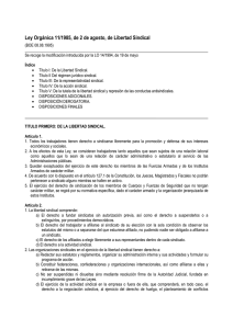 Ley Orgánica 11/1985, de 2 de agosto, de Libertad Sindical (BOE