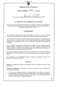 PRESIDENCIA DE LA REPÚBLICA DECRETO NÚME"RO 104 6 DE