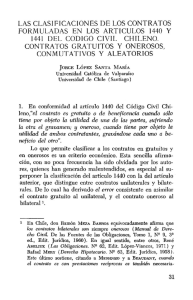 las clasificaciones de los contratos formuladas en los articulos 1440