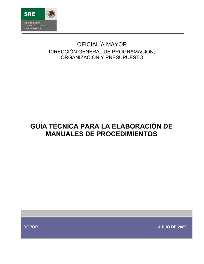 Guía Técnica Para La Elaboración De Manuales De Procedimientos