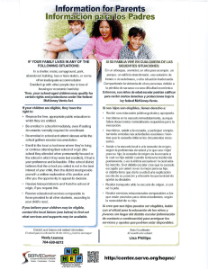 Page 1 Information for Parents Información paallos si su