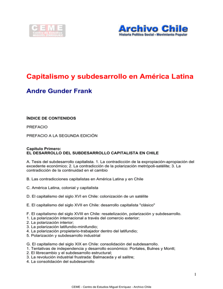 Capitalismo Y Subdesarrollo En América Latina