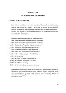 CAPÍTULO III FOLIO PERSONAL Y FOLIO REAL