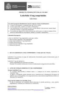 PROSPECTO LEDERFOLIN 15 mg COMPRIMIDOS