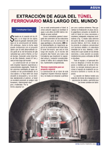 extracción de agua del túnel ferroviario más largo del