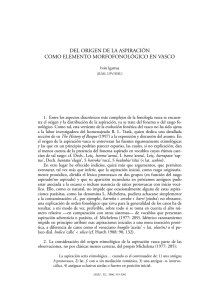 del origen de la aspiraci&oacute;n como elemento morfofonol&oacute;gico en vasco