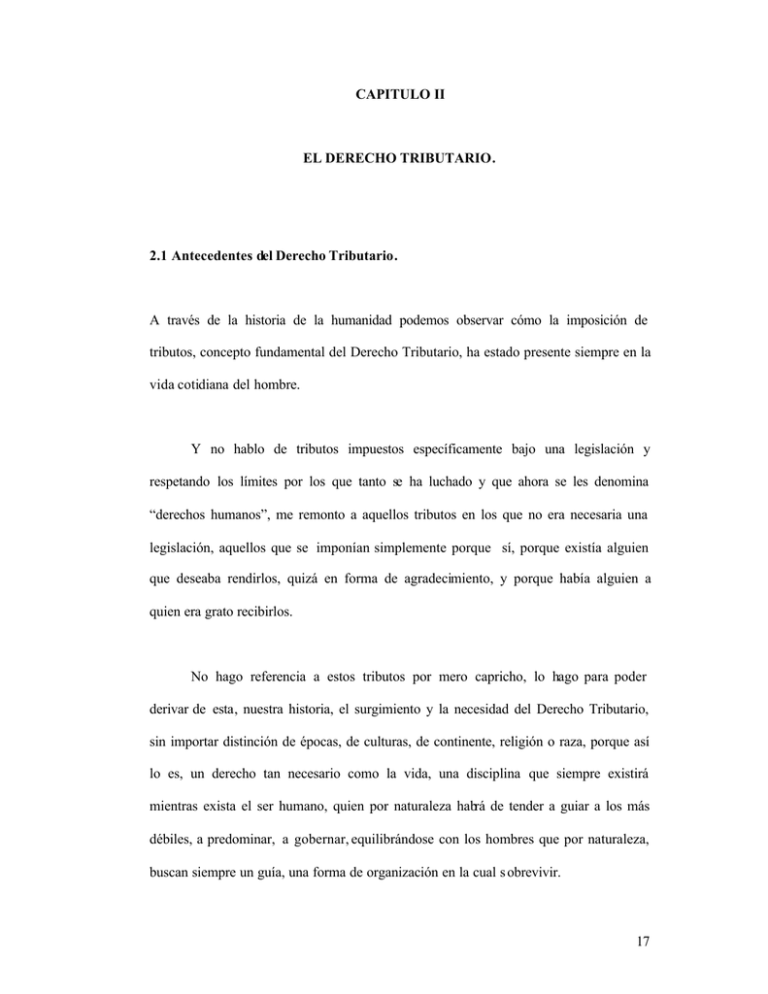 17 Capitulo Ii El Derecho Tributario 2 1 Antecedentes Del