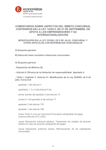 Comentarios y novedades aspectos del ámbito Concursal en la Ley