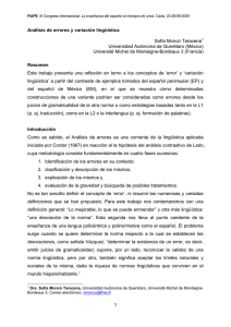 1 Análisis de errores y variación lingüística Sofía Moncó Taracena1