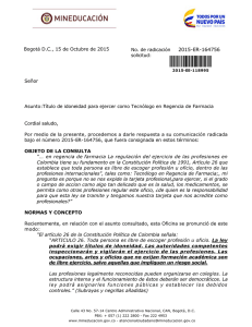 Título de idoneidad para ejercer como Tecnólogo en Regencia de