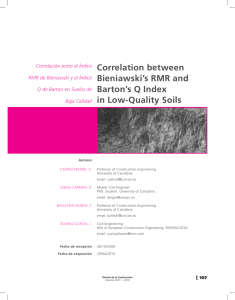 Correlation between Bieniawski`s RMR and Barton`s Q Index in Low