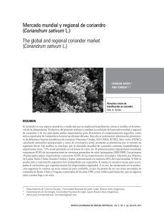 Mercado mundial y regional de coriandro (Coriandrum sativum L