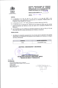 dispone agrupaciones de comunas para la aplicación del subsidio