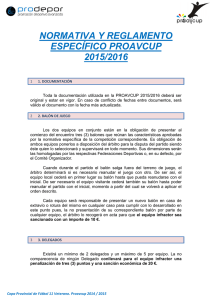 NORMATIVA Y REGLAMENTO ESPECÍFICO PROAVCUP 2015/2016